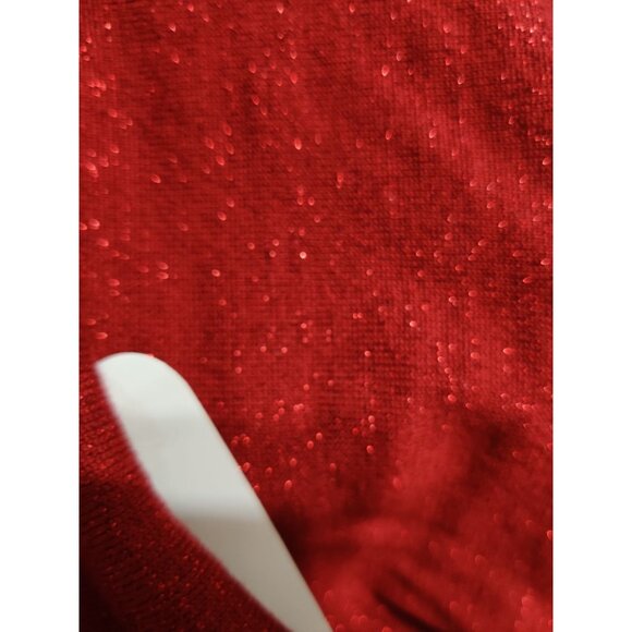 89th + Madison XL Womens Sweater Red Metallic Ribbed Open Front Long Sleeve Knit - Picture 5 of 12